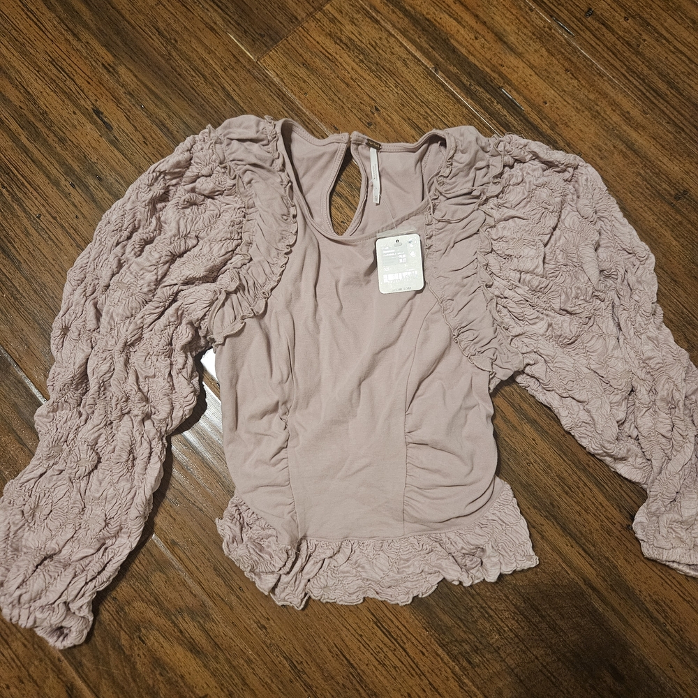 Free People Mauve Ruffled Blouse